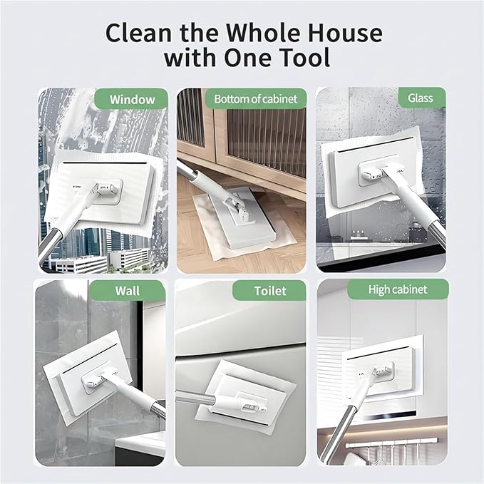 Lazy Mops Snap Grip Mini Mop Set Cloth Changing Mini No Wash Dry and Wet Use Retractable and Adjustable(2pcs)