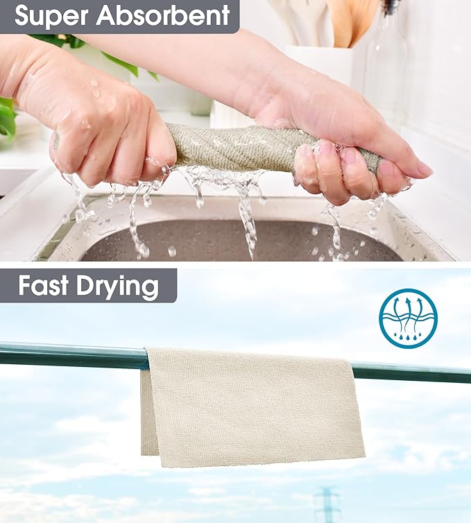 KitchLife Microfiber Cleaning Cloth Roll 100 Pack - Tear-Away Microfiber Paper Towels Lint-Free Reusable Washable for Kitchen Car Dishes and Sensitive Surfaces (Sand Beige)
