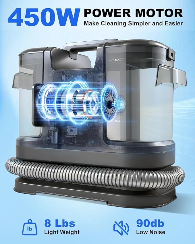 Portable Carpet Cleaner MachineCarpet &amp Upholstery Cleaner Machine15KPA Portable Small carpet Cleaner with Powerful SuctionHandheld Carpet Cleaner with 3 Brusheadportable Carpet cleaner for Pe