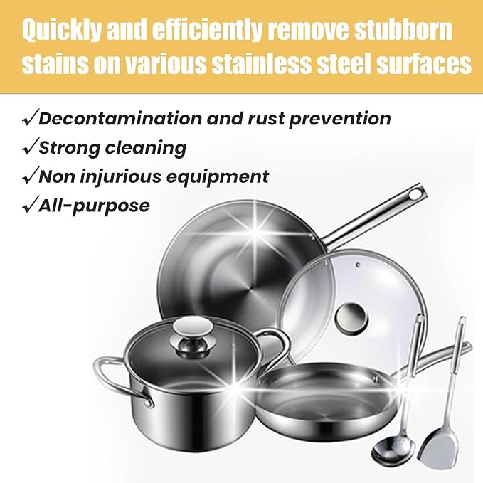 Stainless Steel Cleaning Paste - Remove Black Scales Rust &amp Grease Polish &amp Extend Cookware Life(2PCS)