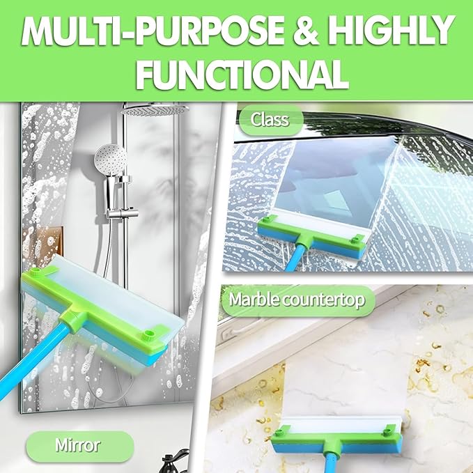 Silicone Window Squeegee KitWindow Cleaning KitRecyclable Silicone Window Squeegee Kit with Washer and Microfiber Cloth(Green)