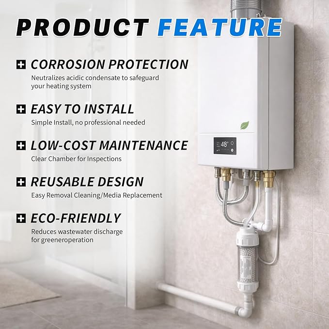 804000074 Condensate Neutralizer Kit Compatible with Rinnai Sensei SE+ &amp M Series Tankless Water Heaters &amp Boilers Including RU199i RUC98i M120SN
