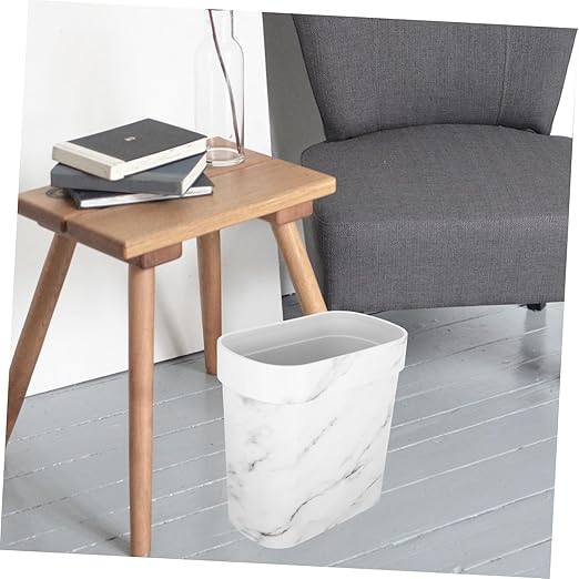 Ciieeo Narrow Marble Pattern Trash Can Open Top Plastic Wastebasket for Bathroom Bedroom Kitchen Stylish and Easy to Clean for Modern Spaces