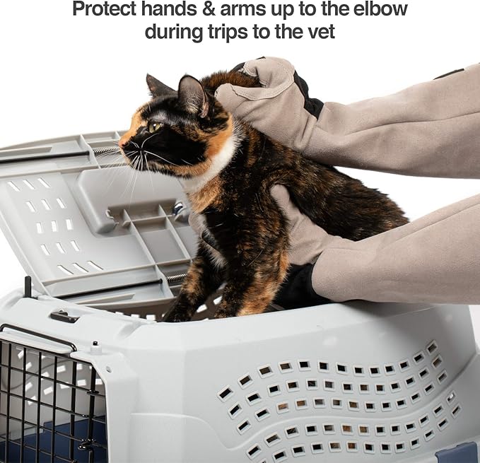 PetFusion Multipurpose Pet Grooming Gloves Great for Trips to Vet and Bathing Puncture Scratch &amp Water Resistant