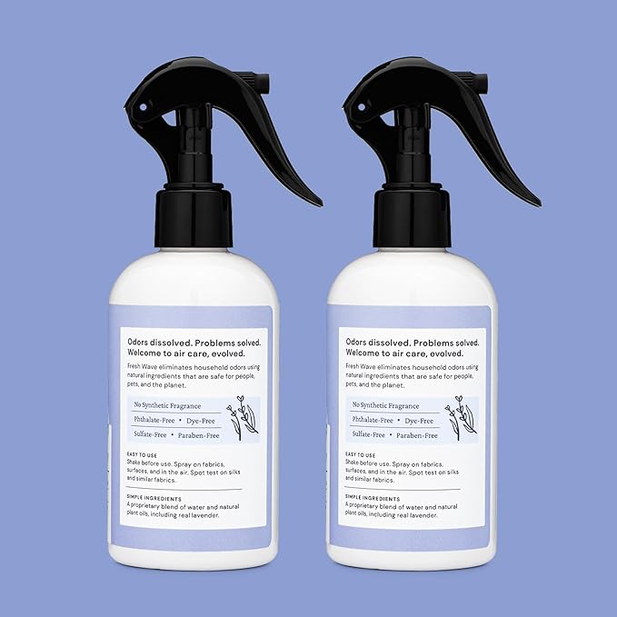 Fresh Wave Lavender Scent Odor Removing Spray 8 fl. oz. | Pack of 4 | Odor Absorber for Home Furniture Fabrics &amp Trash | Safer Odor Relief