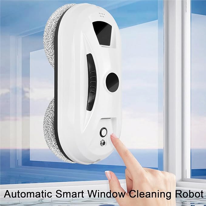 Automatic Smart Window Cleaning Robot – Edge Detection Smart Spray &amp Streak-Free Shine Robot Window Cleaner Inside/Outside Strong Suction Anti-Drop Protection for Glass Walls Shower Doors