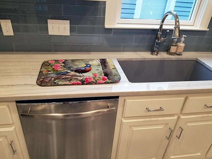 Caroline's Treasures DAC3259DDM Pheasant Dish Drying Mat Absorbent Dish Drying Mat Pad for Kitchen Counter Dish Drainer Mat for Countertop 14 x 21 Multicolor