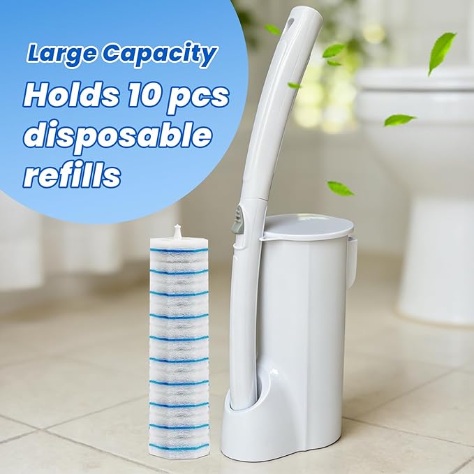 40 Disposable Toilet Brush Refills Srubber Pads Wall Mounted Toilet Bowl Holder Set Toilet Cleaning System Starter Kit Scrubbing Toilet Wand Pads
