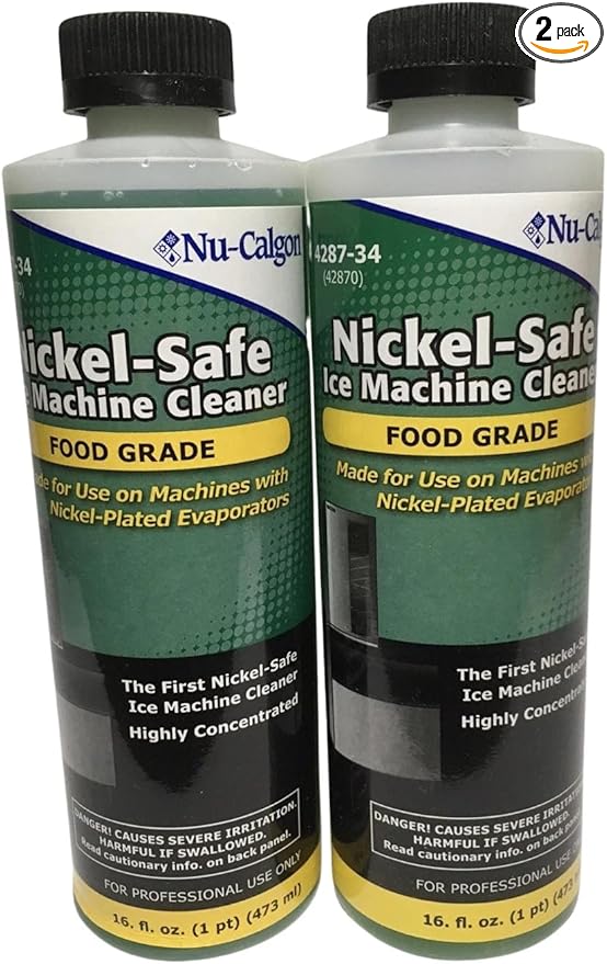 Nu Calgon Nickel Safe Ice Machine Cleaner 4287-34 2-Pack | Rapid Scale Remover for Ice Makers Food-Area Safe Cleaner for Cubers Flakers Drum &amp Tube Machines