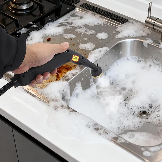 Handheld Steam Cleaner Portable Steam Cleaner 4.5 Bar Steam Cleaner for Grout Tile Kitchen Bathroom &amp Car Detailing (Black)