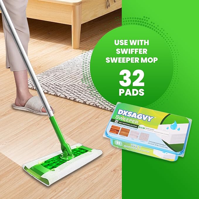 Upgraded Wet Mop Pads for Swiffer Sweeper Wet Mopping Cloths Refills32 Count