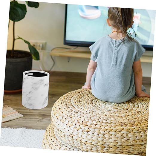 Cabilock Marbled Trash Can Kitchen Bathroom Waste Basket Plastic Office Living Room Waste Bin Dorm Wastebasket
