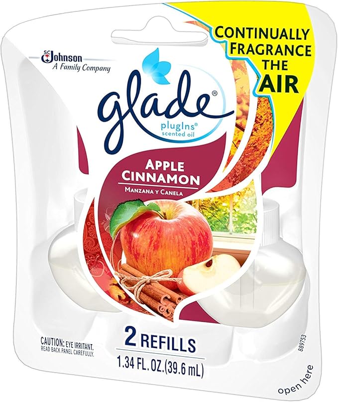 Glade Plugins Scented Oil1.34 Fluid Ounce 2 Count. (Apple Cinnamon Pack of 12)