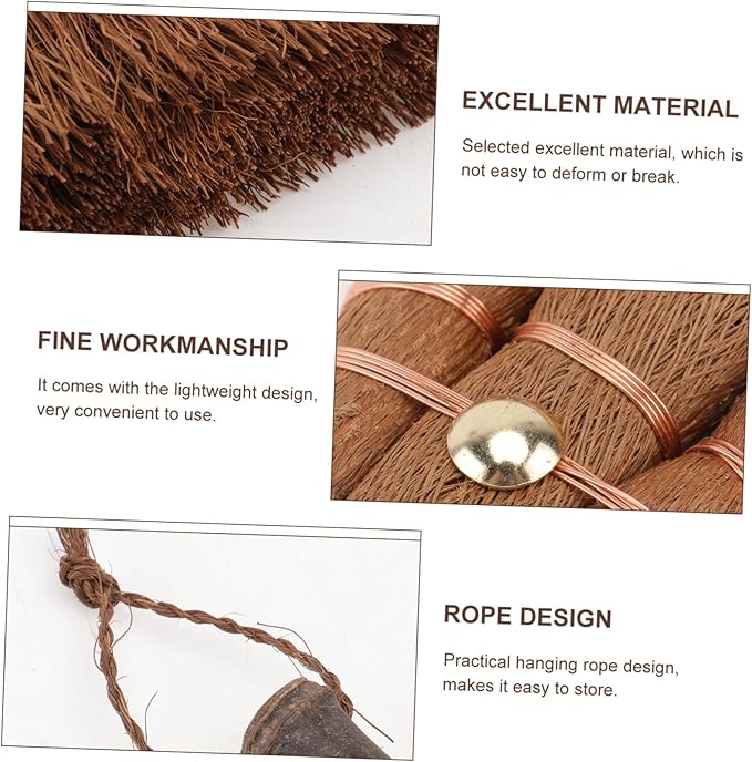 3pcs Mini Palm Broom for Tea Ceremony Natural Bristle Small Cleaning Brush Hanging Rope for Easy Storage Practical Broom for and Debris Removal