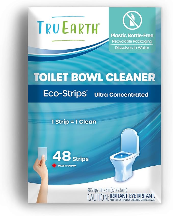Tru Earth Toilet Bowl Cleaner Eco-Strips | Plastic Jug-Free Septic-Safe For Cleaning | Easy to Use | 48 Strips