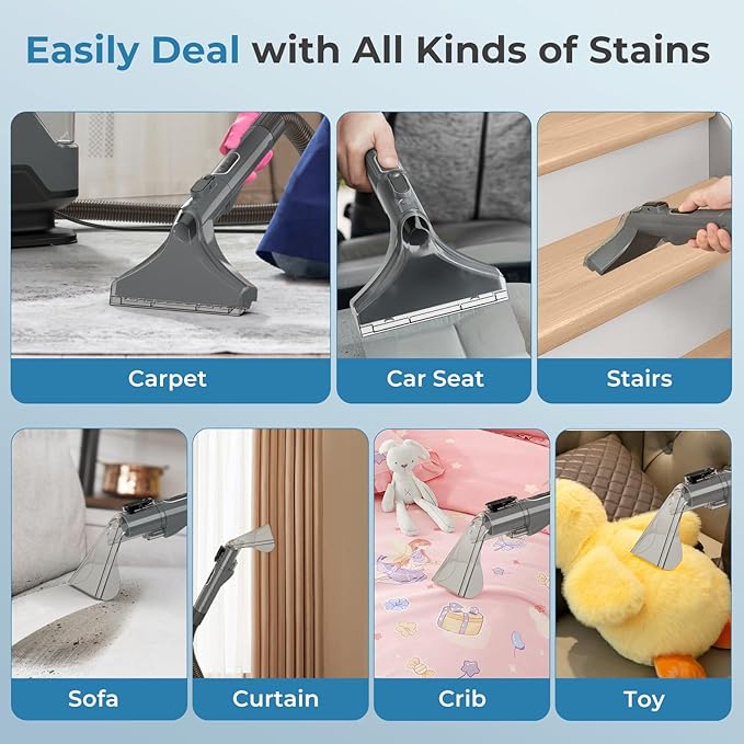 ARLIME Carpet Cleaner Machine 600W Deep Pet Stain Remover with Water Spray 15Kpa Powerful Suction Dual Water Tank Portable Upholstery Spot Cleaner for Couch Car Seat Mattress Rug &amp Curtain