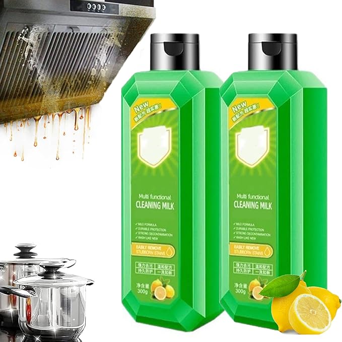 Powerful Cleaning Milk House Cleaner Multi Functional Cleansing Milk for Heavy Kitchen Grease Concentrated Household Cleansing Lotion 10.6oz (2pc)