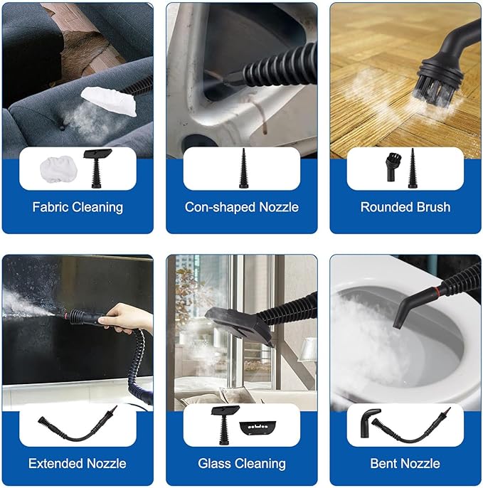 ZJchao Steam Cleaner 3 Bar 1050W High Temperature High Pressure Steam Cleaner Handheld Portable with 350ml Water Tank for Home Cleaning (US Plug)