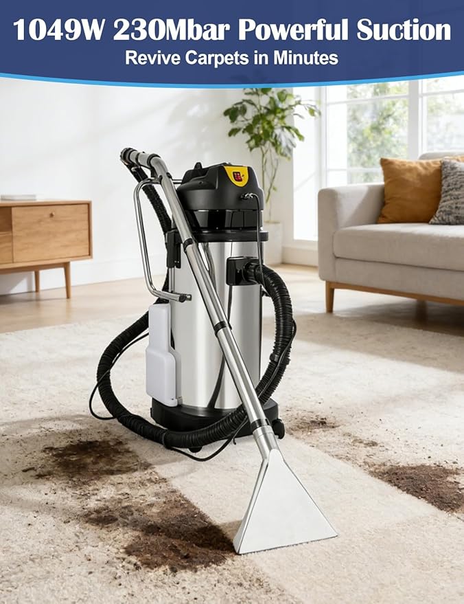 40L/11Gal Commercial Carpet Cleaner 3 in 1 Multi-Purpose Floor Cleaning Machine Vacuum Cleaner 1049W Professional Heavy Duty Extractor Vacuum Washing Machine for Curtain Sofa Carpet Cleaning Machine