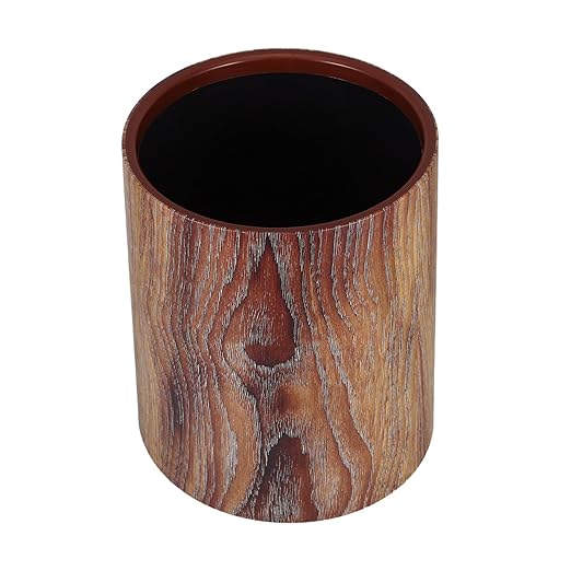 Wood Pattern Trash Can Vintage Style Wastebasket Without Lid for Kitchen Bathroom Home Office