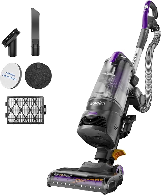Eureka FlexReach Powerful Upright Vacuum Cleaner for Carpet and Hard Floor Lift-Up Vacuum with Large Dust Cup Anti-Tangle NEU651PL Purple