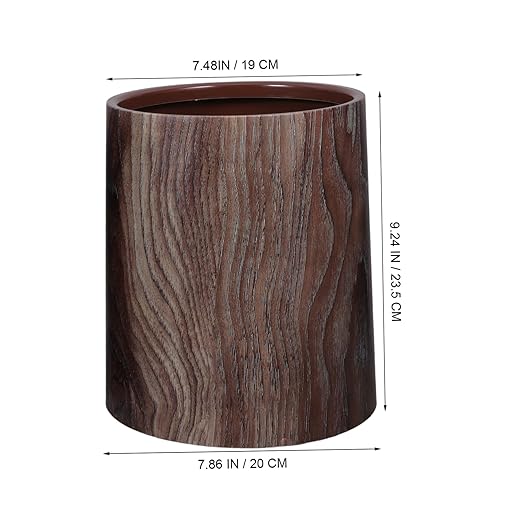 Happyyami Large Kitchen Trash Can Vintage Wood Grain Garbage Can Touchless Bathroom Waste Basket 35l Capacity