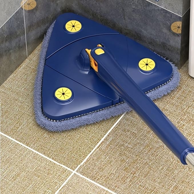 Respicefinem Rotatable Triangular Mop Multifunction Wall Mop with Handle for Ceiling Baseboard and Corner