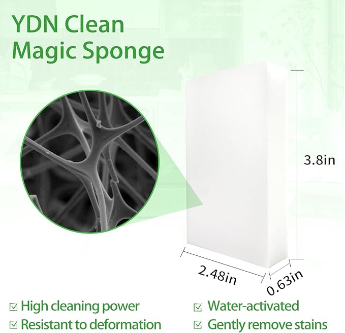Magic Sponge Erasers Water-Activated Cleaning Sponge Multi-Purpose Melamine Foam Cleaner for Kitchen Bathroom Walls Shoes &amp Car Interior – Durable Non-Scratch &amp Reusable (100)