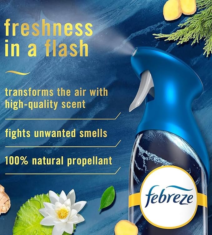 Febreeze Air Mist Ocean 2 Pack Spray Air Freshener with Hinoki Ginger &amp Waterlily Scent 8.8 oz 2-Pack