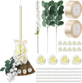 Yungyan Wedding Brooms for Jumping Ceremony Bride Bridegroom DIY Whisk Brooms 11.81 x 25.2 in with Ribbons Artificial Pearl Eucalyptus Leaves Roses Delphinium for Wedding Ceremony Craft