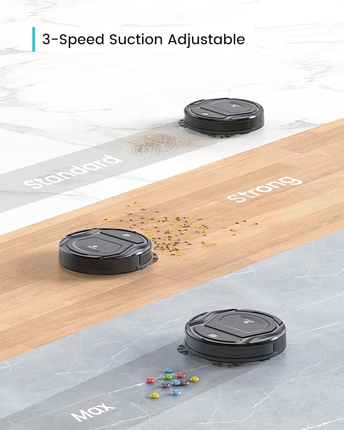 Lefant M210 Pro Robot Vacuum Slim Quiet 3 Adjustable Suction Levels 6 Modes Robot Vacuum Cleaner for Pet Hair Hard Floors &amp Low Carpets Self-Charging WiFi/App/Alexa Control Black