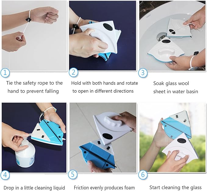 Window Cleaner Magnetic Magnetic Window Cleaner Double-Sided Glass Wiper Cleaning Tools for High Rise Window Cleaning