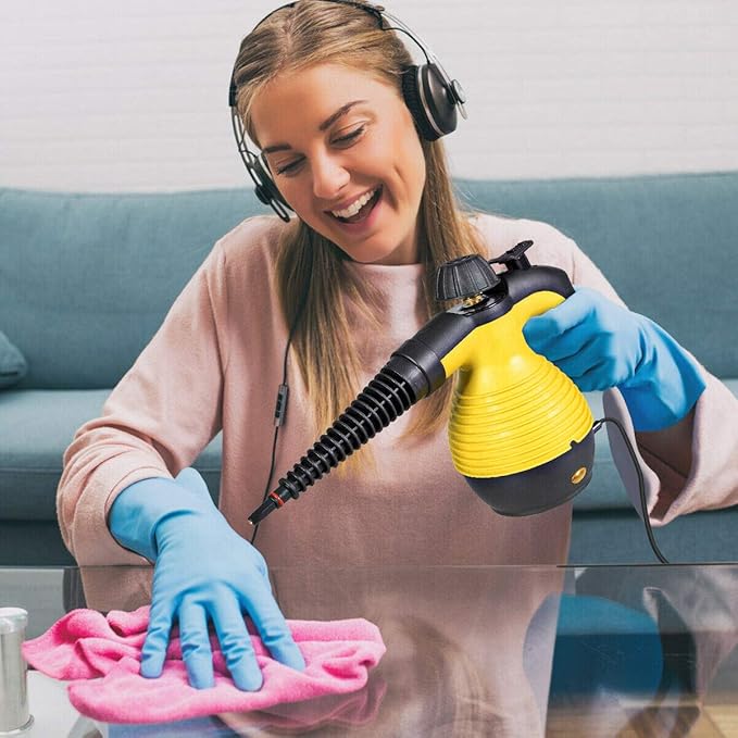 Goplus Handheld Pressurized Steam Cleaner Multi-Purpose Steamer Steam Iron 1050W W/Attachments(Yellow)