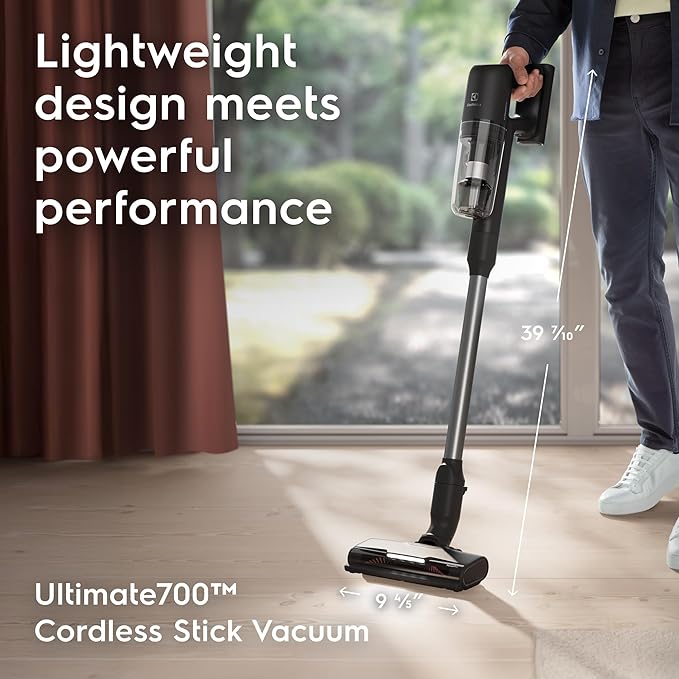 Electrolux Ultimate700 Cordless Stick Vacuum with PowerPro Bristle Nozzle and High Suction Power 50-Minute Run Time 4 Power Modes Granite Gray