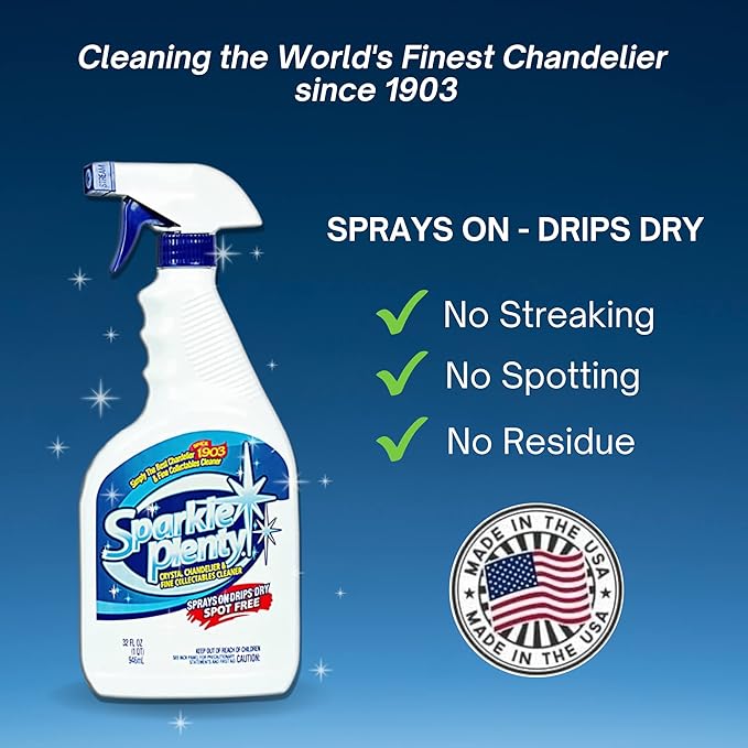 Bundle of Sparkle Plenty Chandelier Cleaner Drip Dry Spray No Wipe &amp Silk Plant Cleaner Spray No Wipe - Dust Cleaning Supplies for Fake Plant Artificial Flower Shower Glass or Window Screen (32