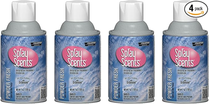 Champion Sprayon SprayScents Metered Air Freshener Refill 7 oz Odor Control Fragrance Powder Fresh (4 Pack)
