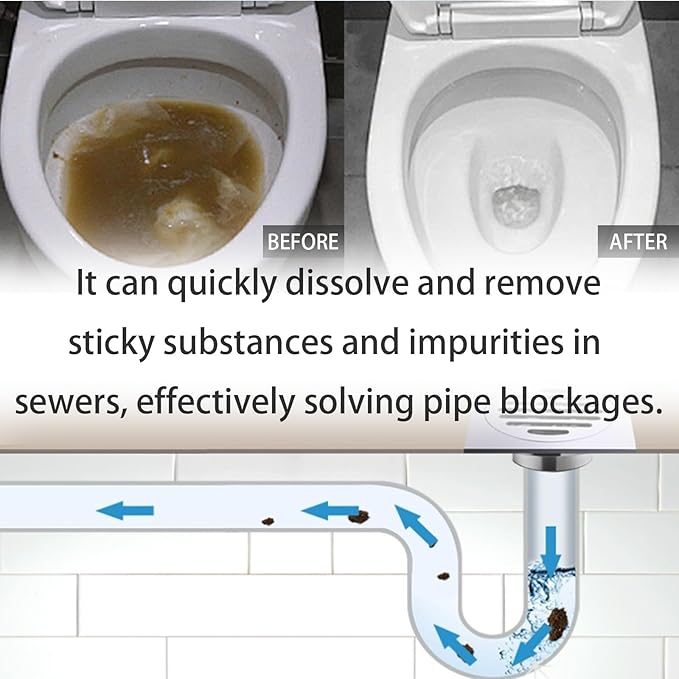 Drain Cleaner for Kitchen Toilet and Sink - Dissolves Grease Unclogs Pipes and Eliminates Odors Instantly(1PCS)