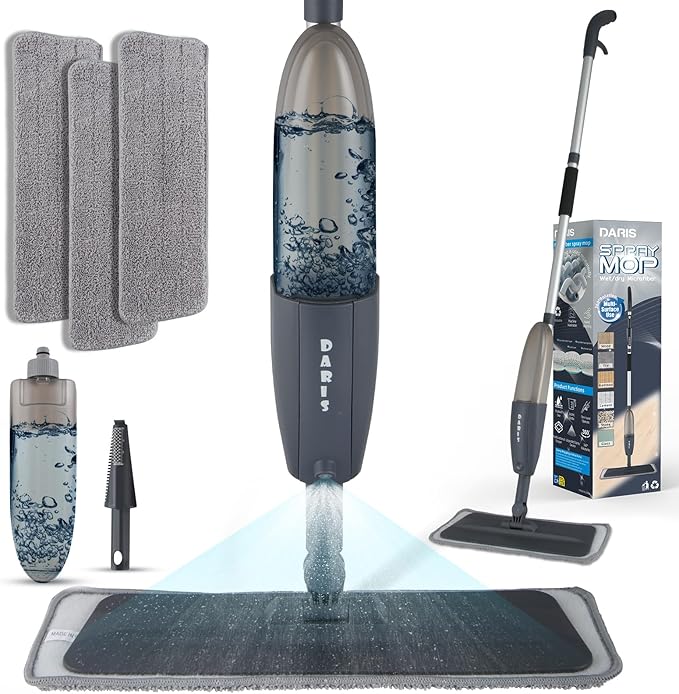 DARIS Spray Mops with 3 Microfiber Pads Dust Mop with 360ml Bottle for Floor Home Cleaning 360 Rotation Wet Dry Mops for Cleaning Hardwood Laminate Ceramic