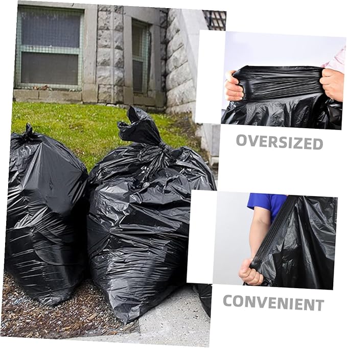 50pcs Large Garbage Bags Heavy Duty Trash Bags 80x100cm Black Commercial Contractor Rubbish for Outdoor Lawn Yard and Kitchen Use