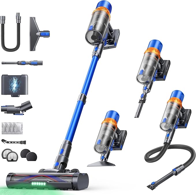 Cordless Vacuum Cleaner 650W/55KPa/70Mins Stick Vacuum with Bendable Wand 3.3 ft Hose Auto Mode Self-Standing Aromatherapy V-Shaped Anti-Tangle Brush for Hard Floor Carpet &amp Pet Hair (X13)