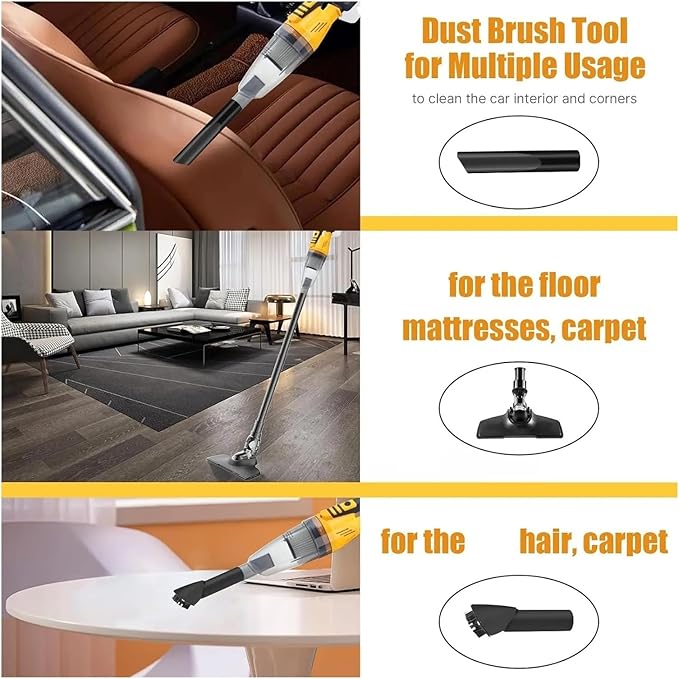 2 In 1 Cordless Stick Vacuum Cleaner | Compatible With DeWALT 20v/18v Battery | Lightweight 2-Mode Powerful Suction Versatile | Home &amp Workshop Cleaning Tool