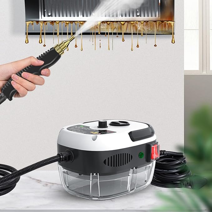 High Pressure Steam Cleaner 2500W Handheld High Temp Portable Cleaning Machine for Home Use Grout Tile Car Detailing Kitchen Bathroom(White) Laundry Gadgets (White One Size)
