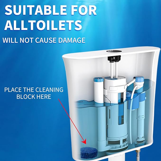 Automatic Toilet Cleaner Tablets Septic Tank Safe Removes Hard Water Rings and Stains Deodorizes Fresh Scent Toilet Tank Cleaner for Bathroom-(30 PACK)