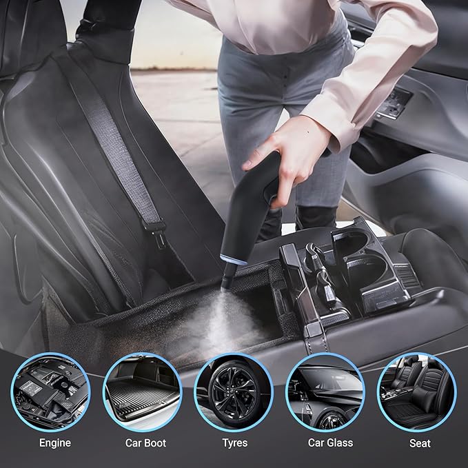 Heapsion Steam Cleaner Steamer for Cleaning with 15s Heat-Up 6 Adjustable Levels Large 1.32 Quarts Tank Pressurized Handheld Steam Cleaner for Home Dirt Grease Grout TileFloor Car 12 pcs