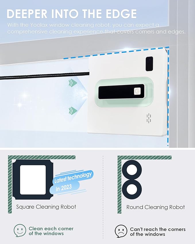 Yoolax Window Cleaning Robot Automatic Window Cleaner Robot with Dual Water Spray 3000Pa Suction Power Robotic Window Cleaner with App &amp Remote Control White
