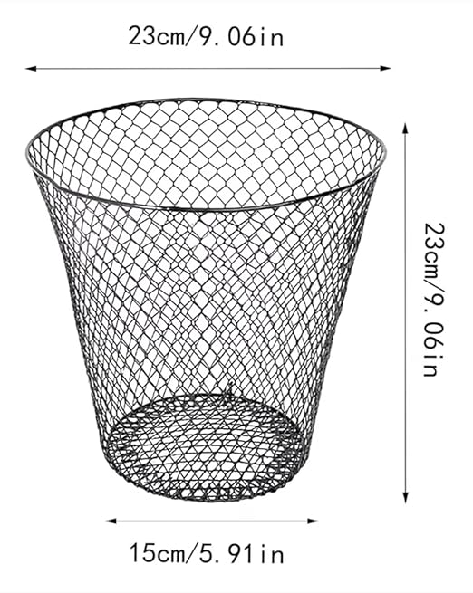 Metal Mesh Waste Basket Black Round Open Top Design Set of 4