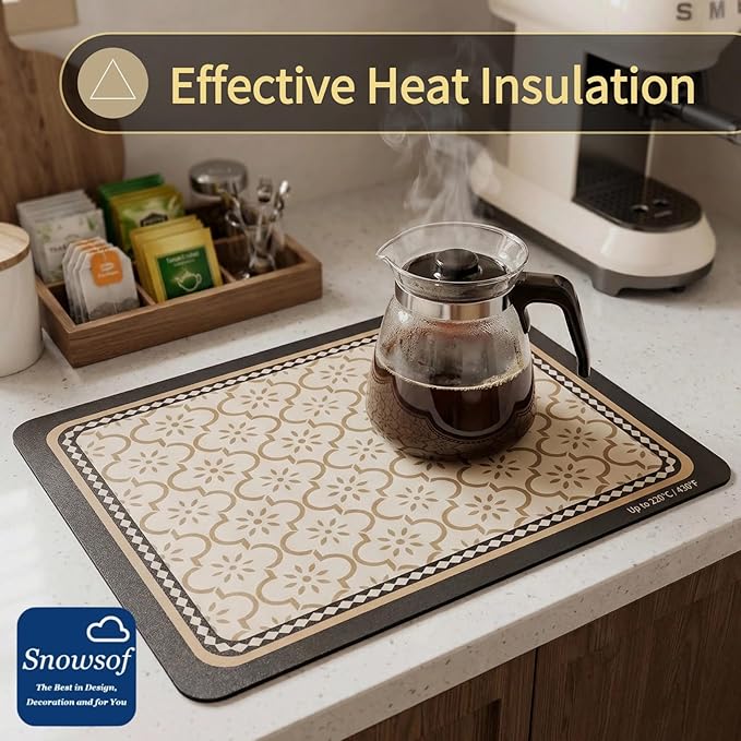 Dish Drying Mat - Absorbent Countertop Mat for Coffee Maker Expresso Machine Kitchen Use (C16''×24'')
