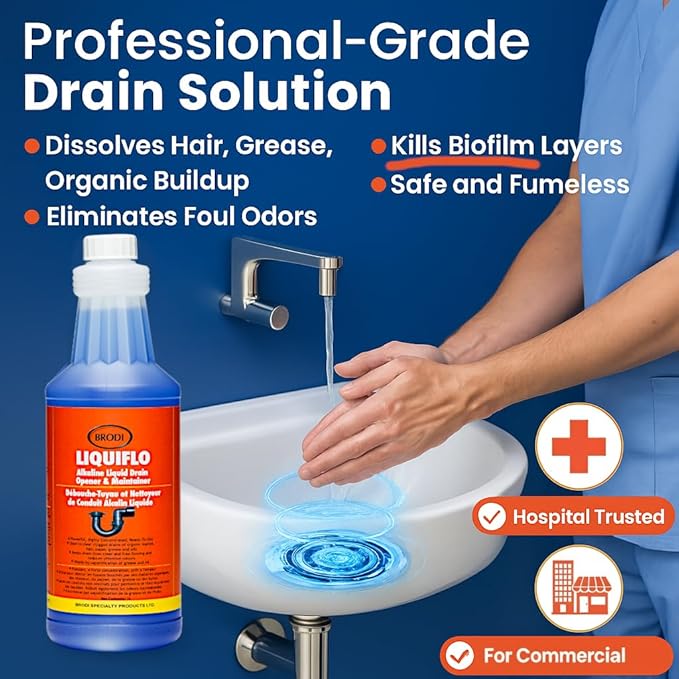 Liquiflo Hair Drain Clog Remover &amp Maintainer Eliminates Odors &amp Biofilm Odor-Free &amp Fumeless Declogger for Hair Grease &amp Organic Build up Safe for All Piping