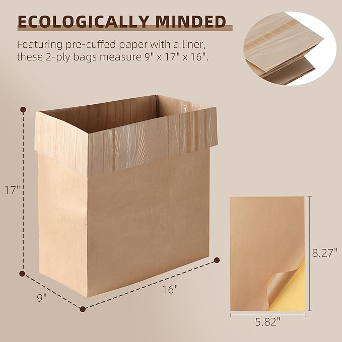 (15-Pack) Calvana Super Strong Compactor Bags Heavy-Duty Kitchen Paper Trash Bags with Leak Proof Plastic Liner Fits GE Model Compactors with Rectangular Containers Includes 15 Sticker Seals