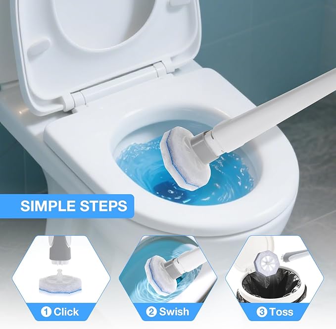 50Count Refills Disposable Toilet Brush Refills Toilet Cleaning BrushToliet Wand RefillsToilet Bowl Clean Refill PadsToilet Brush Head is Compatible with Most Toilet Brush Handles